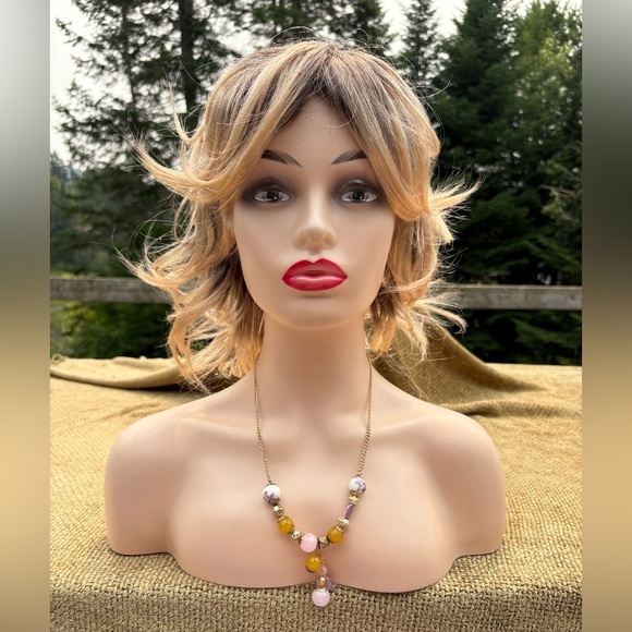 Beautiful Beaded Statement Necklace - Pink, Yellow, Purple, Gold - Picture 6 of 7